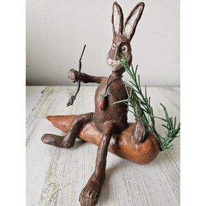 Vintage carrot Easter bunny rabbit primitive gardener unique centerpiece decor s